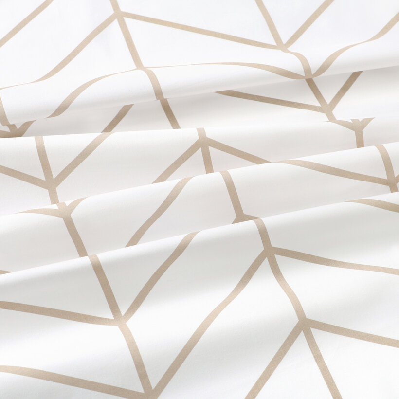 Katoen renforcé - Beige zigzag op wit