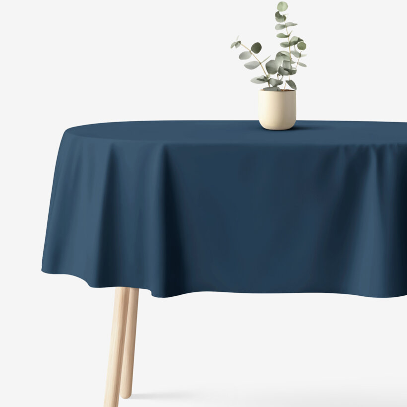 Ovaal tafelkleed 100% katoen renforcé - marineblauw