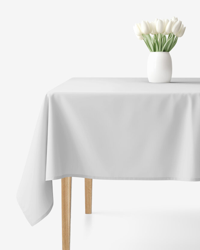 Rechthoekig tafelkleed 100% katoen renforcé - lichtgrijs
