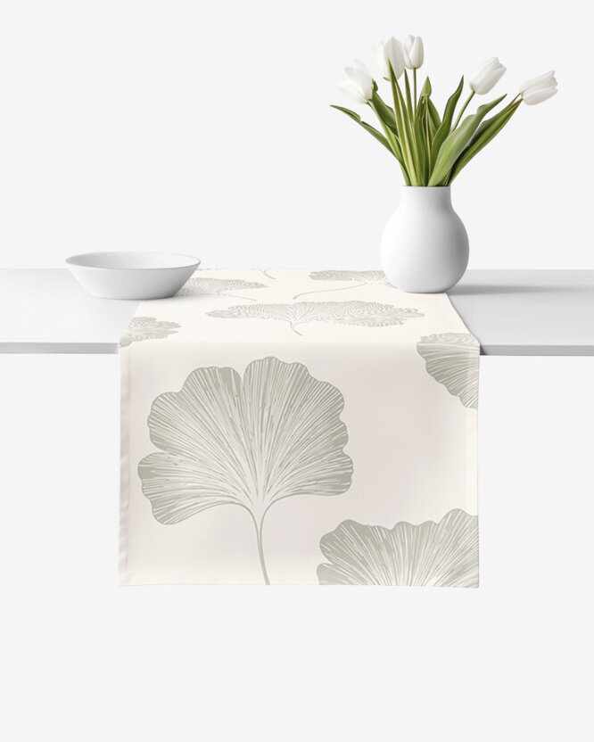 Tafelloper 100% katoen renforcé - Bladeren ginkgo