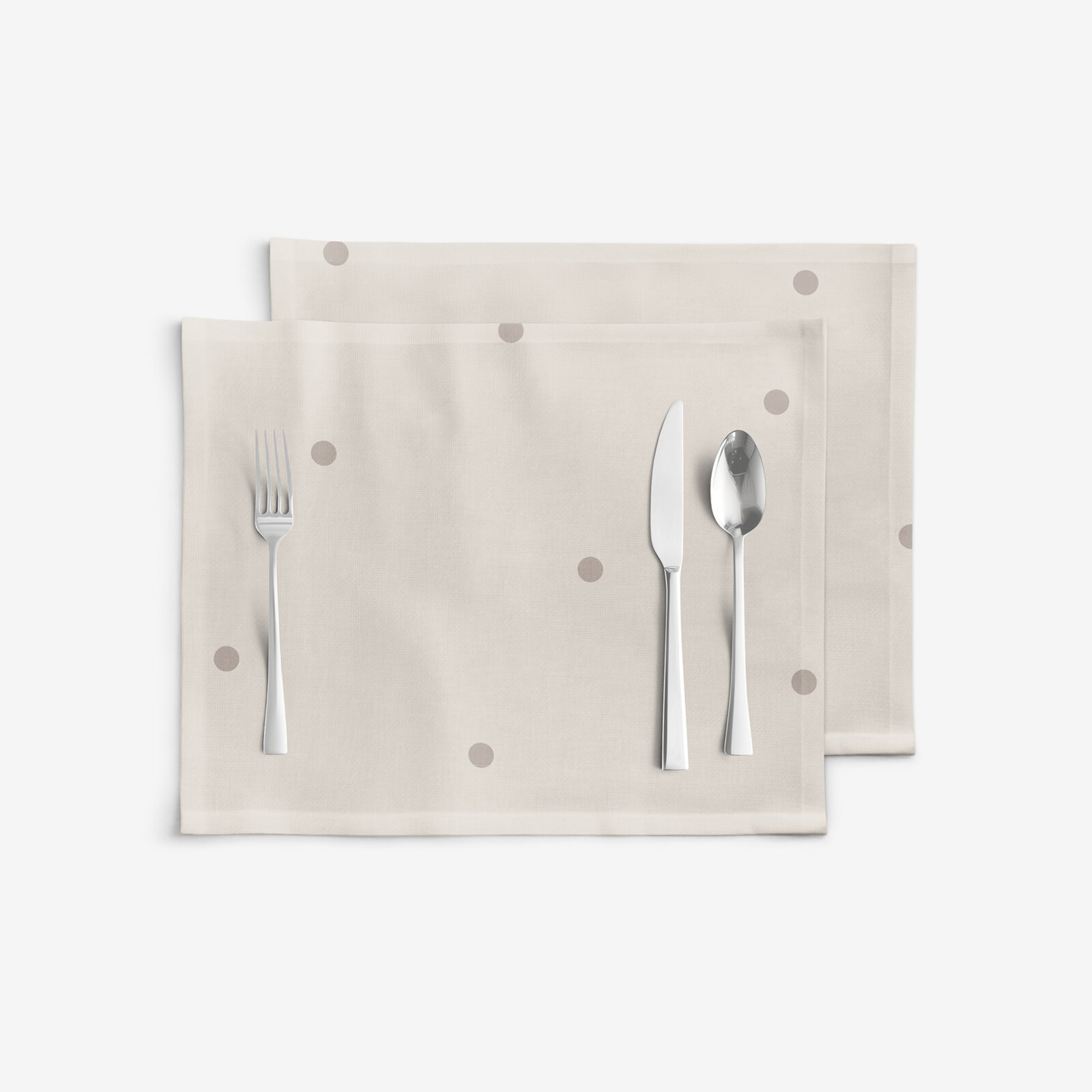 Tafelplacemat 100% katoen renforcé - Stippen op beige - set 2 st.