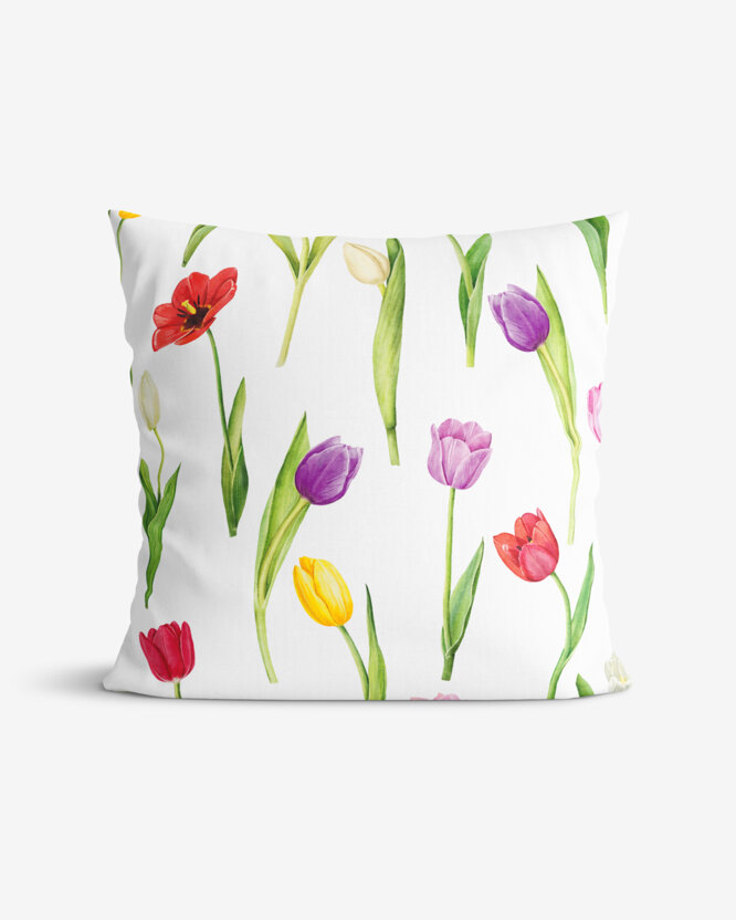Decoratieve kussensloop Luca - Kleurrijke tulpen