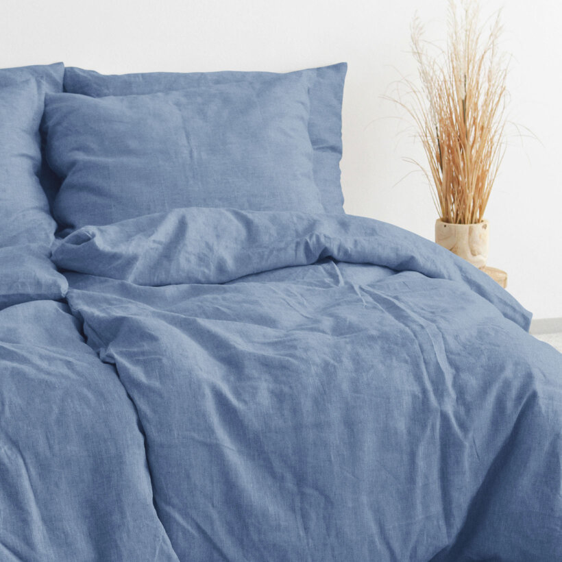 Beddengoed van linnenmix - blauw
