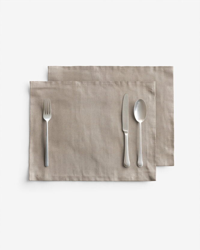 Placemat voor op tafel van linnenmix - koffiekleurig - set van 2 stuks