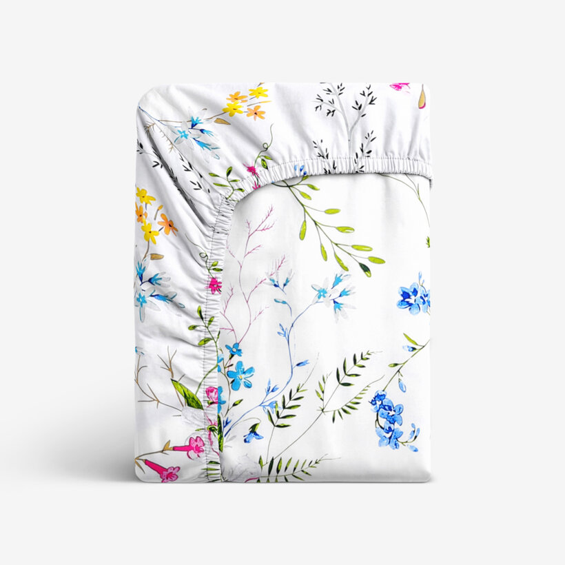 Katoenen hoeslaken - Geschilderde veldbloemen