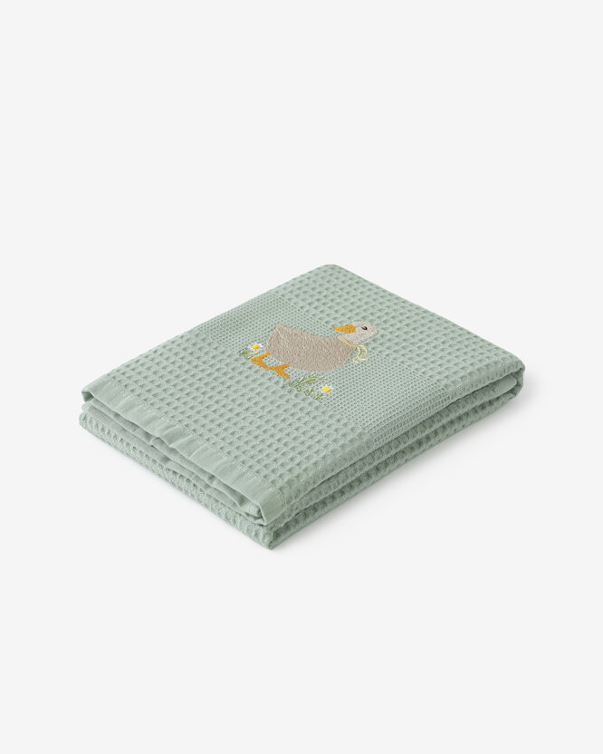 Pasen keuken wafeldoek geborduurde theedoek - Eend op salie