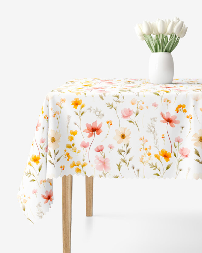 Hoekig teflon tafelkleed - Bloemenparadijs