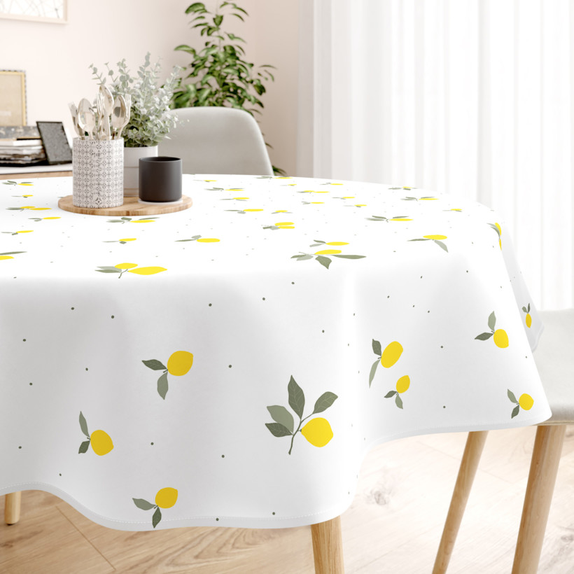 Rond tafelkleed 100% katoen renforcé - Citroenen