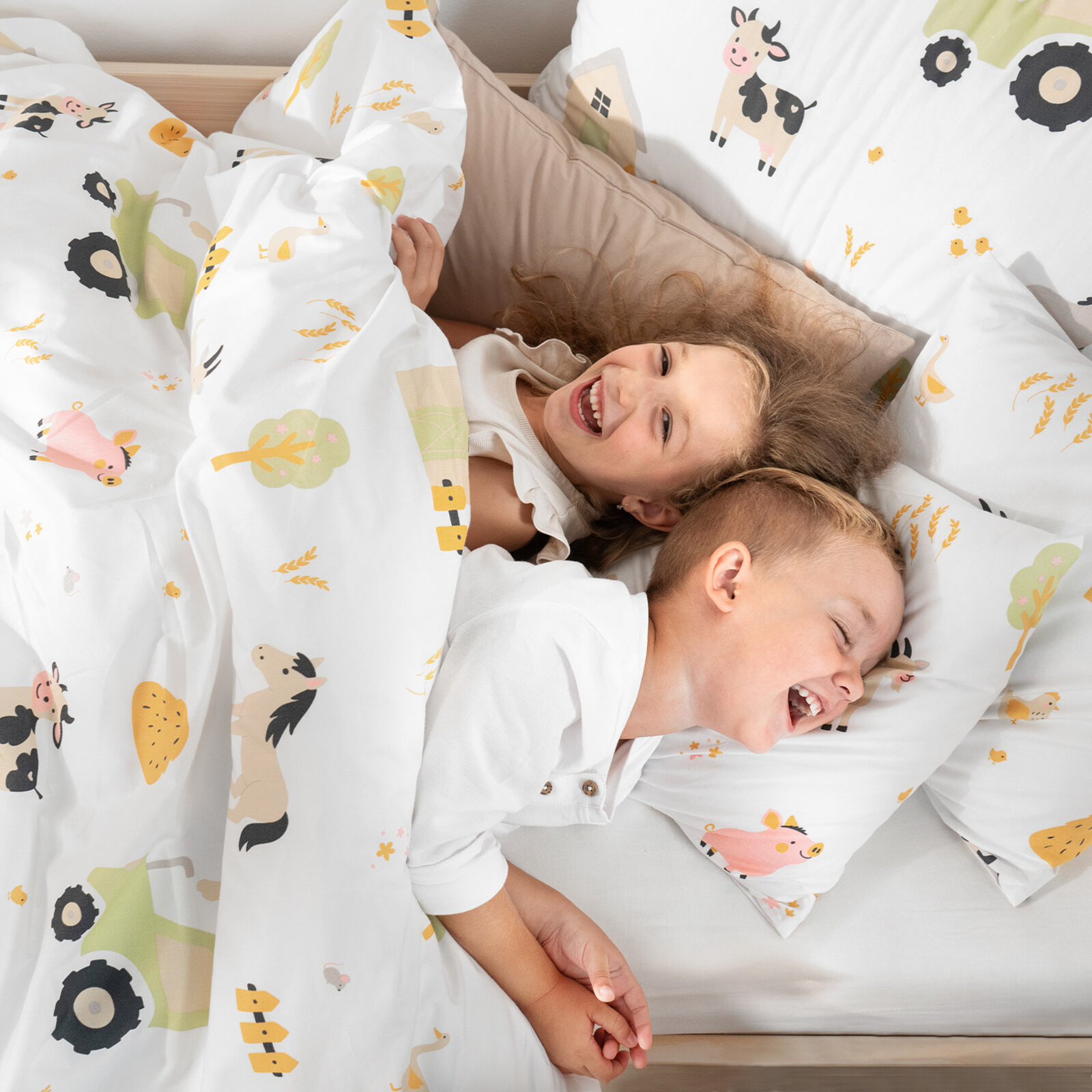 Katoenen beddengoed voor kinderen - Leven op de boerderij