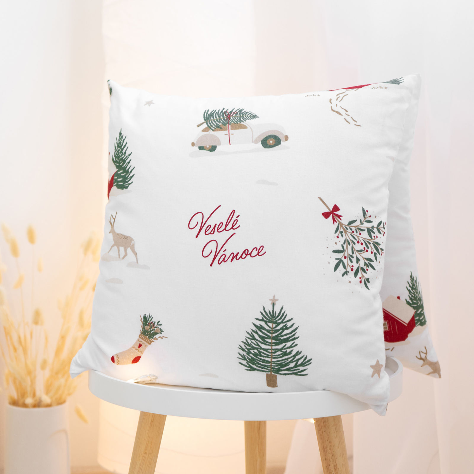Kerst katoenen kussensloop - Tsjechische Kerst