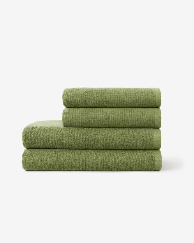 Katoenen badstof handdoek / badhanddoek Soft zonder boord - olijf