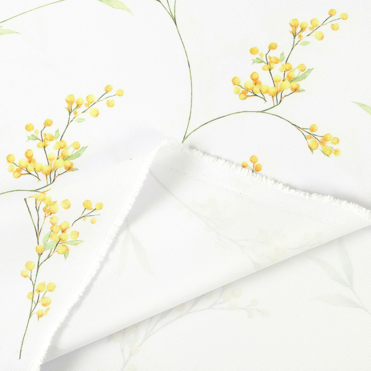 Stof met tefloncoating voor tafelkleden - Mimosa bloemen