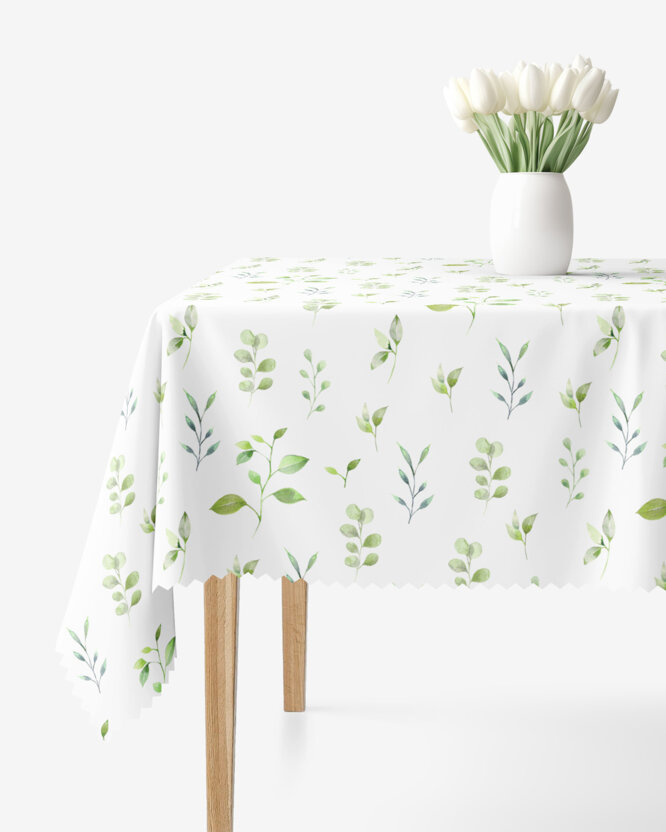 Hoekig teflon tafelkleed - Eucalyptus blaadjes