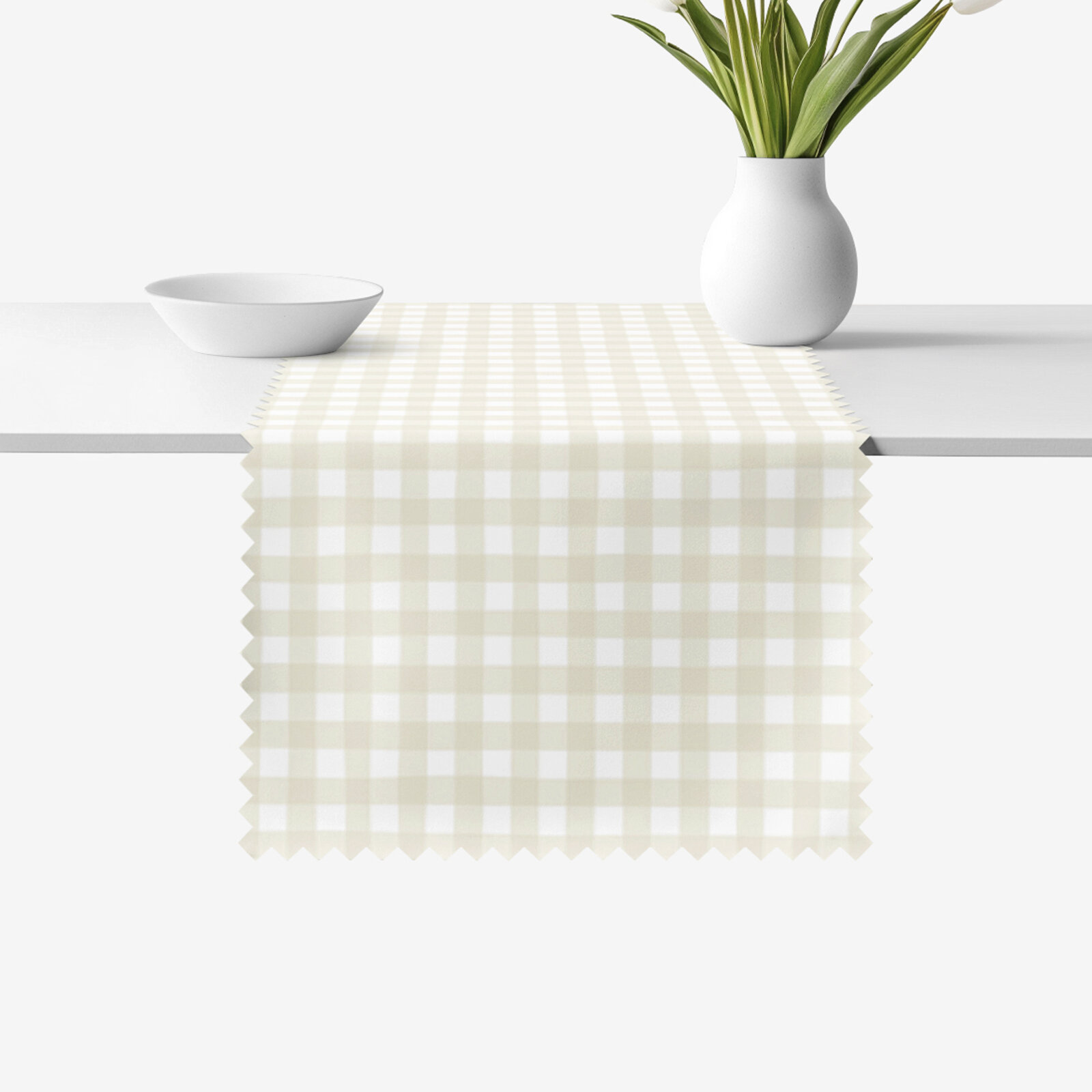 Tafelloper teflon - Beige ruitjes