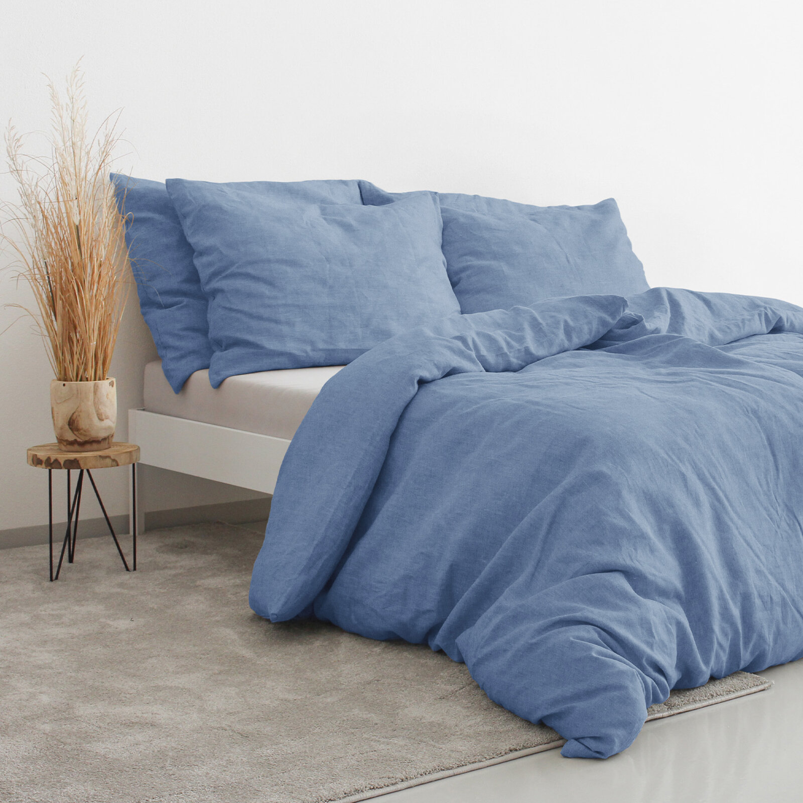 Beddengoed van linnenmix - blauw