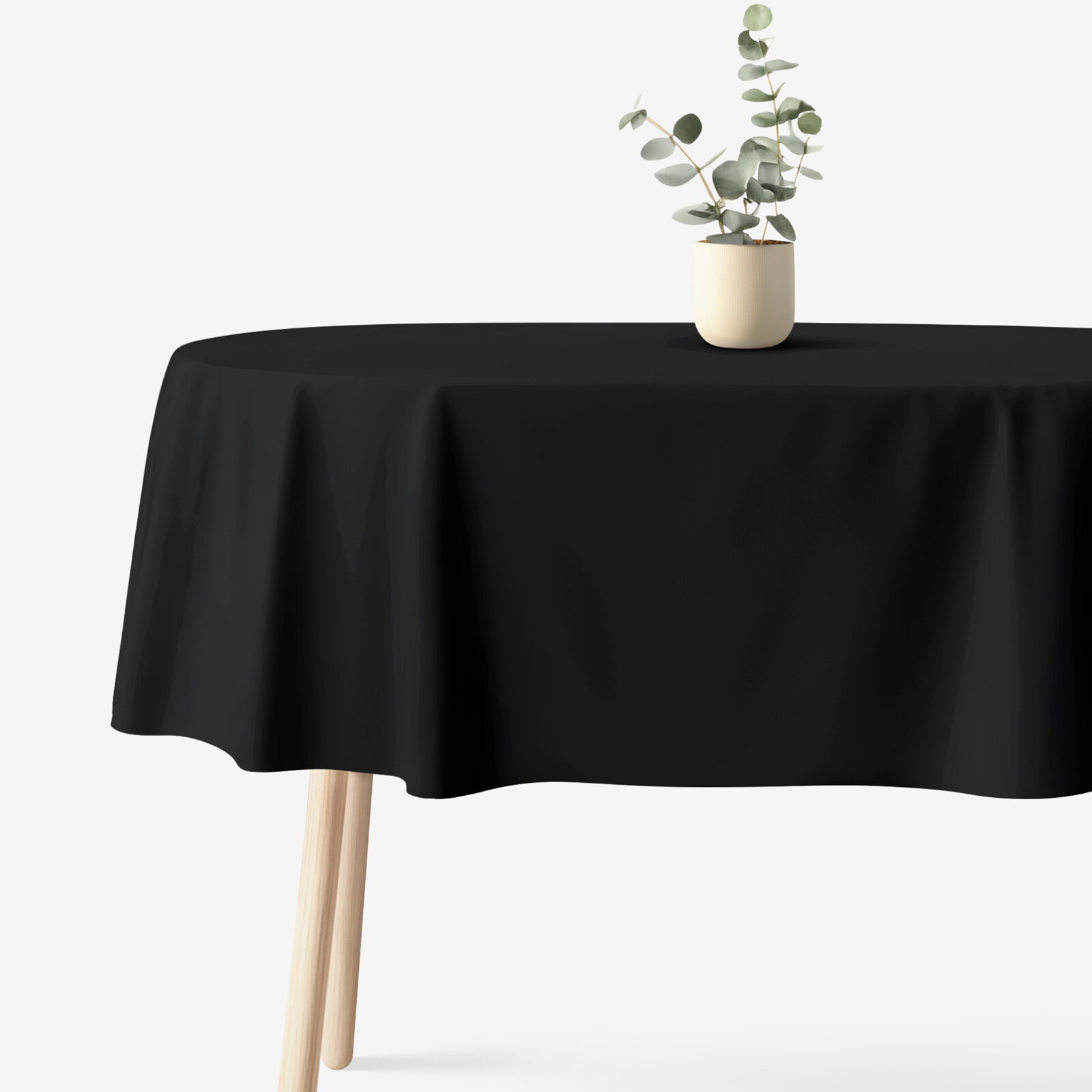 Ovaal tafelkleed 100% katoen renforcé - zwart