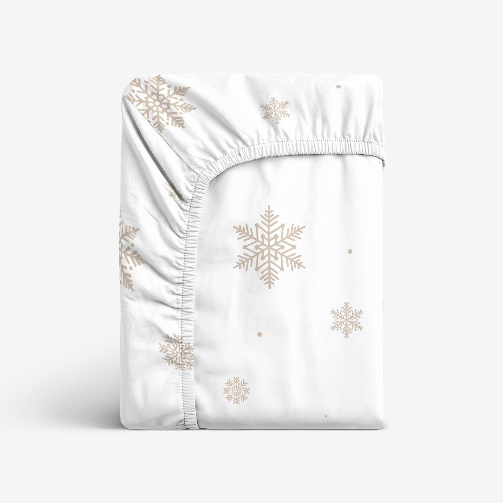 Katoenen hoeslaken - Sneeuwvlokken op wit