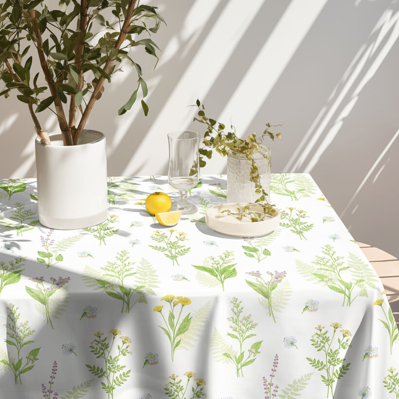 Hoekig teflon tafelkleed - Bosbloemen