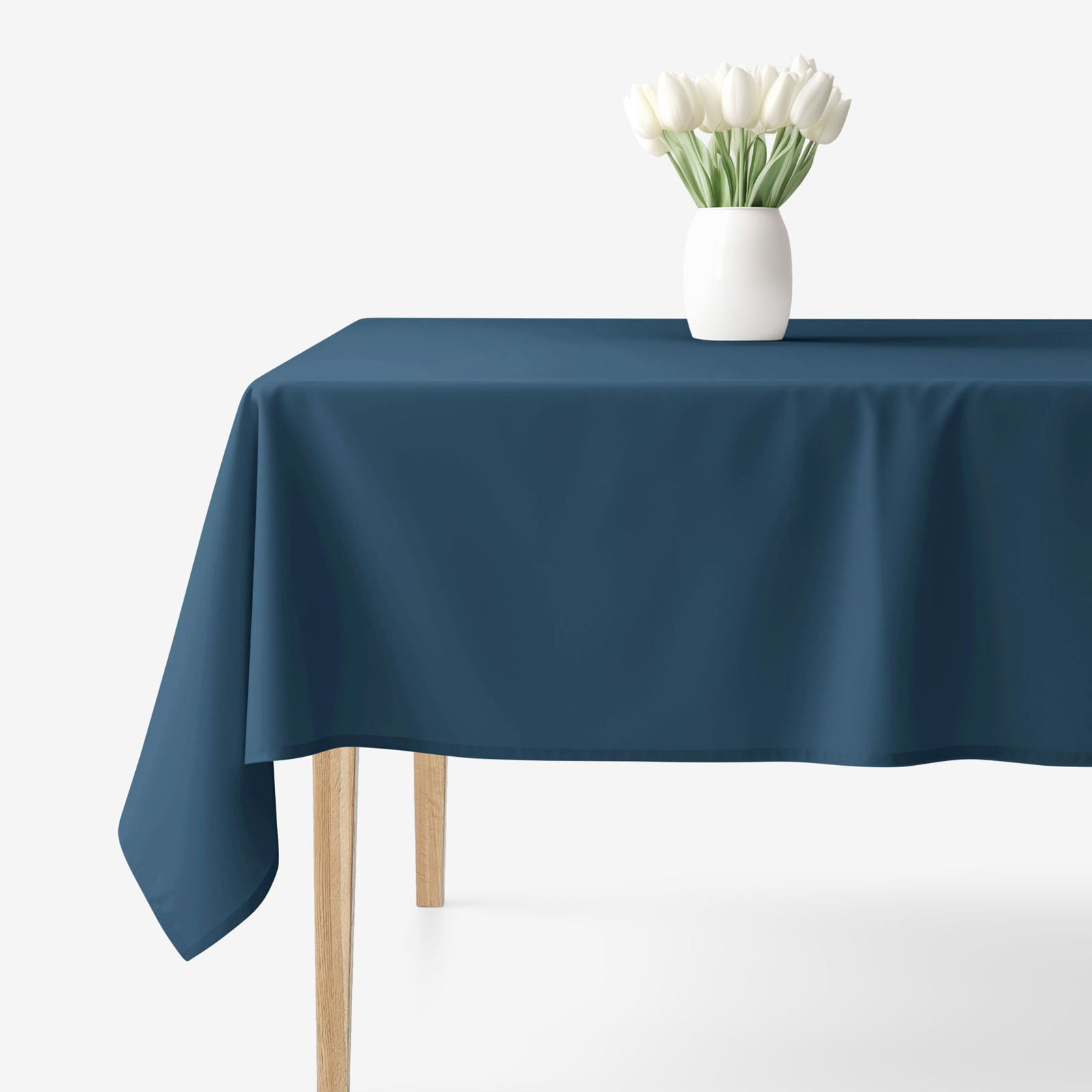 Rechthoekig tafelkleed 100% katoen renforcé - marineblauw