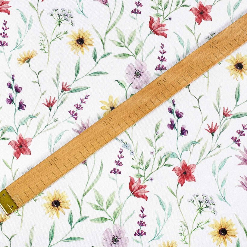 Tafelstof met tefloncoating - Kleurrijke lentebloemen