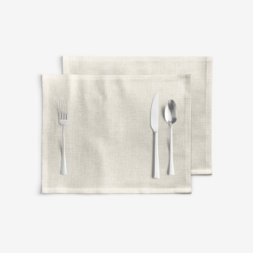 Placemat voor op tafel 100% katoen renforcé - naturel ongebleekt - set 2 stuks
