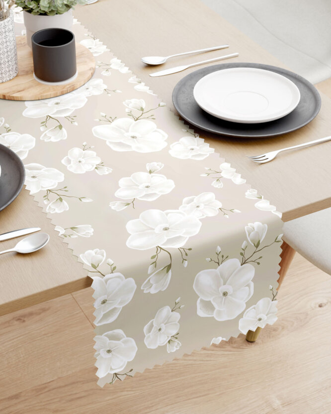 Tafelloper teflon - Witte bloemen
