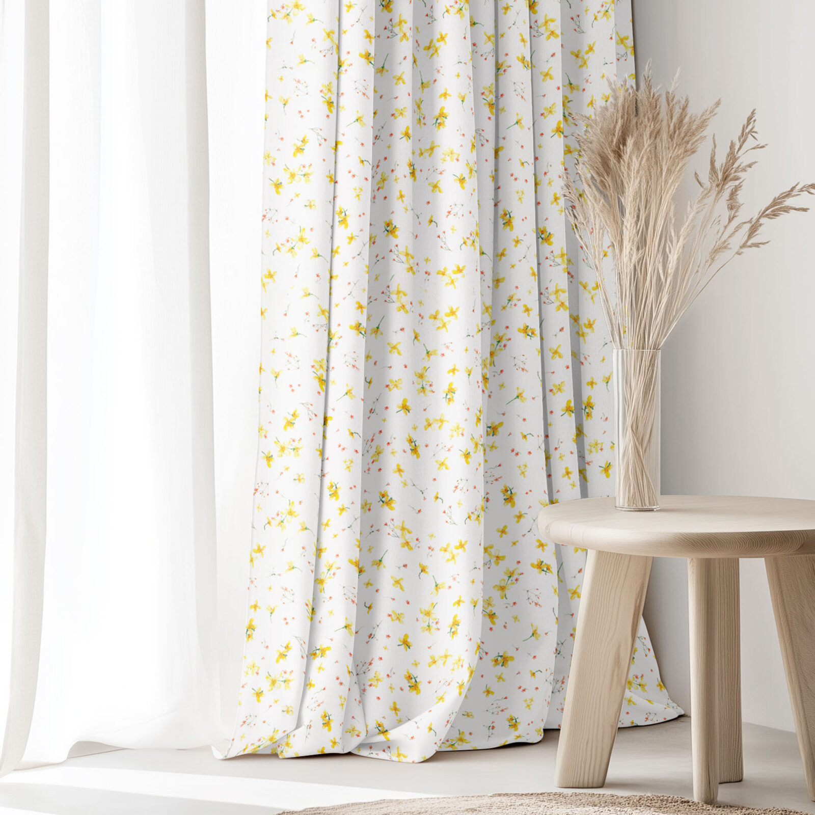 Decoratief gordijn Valencia - Bloemen van narcissen
