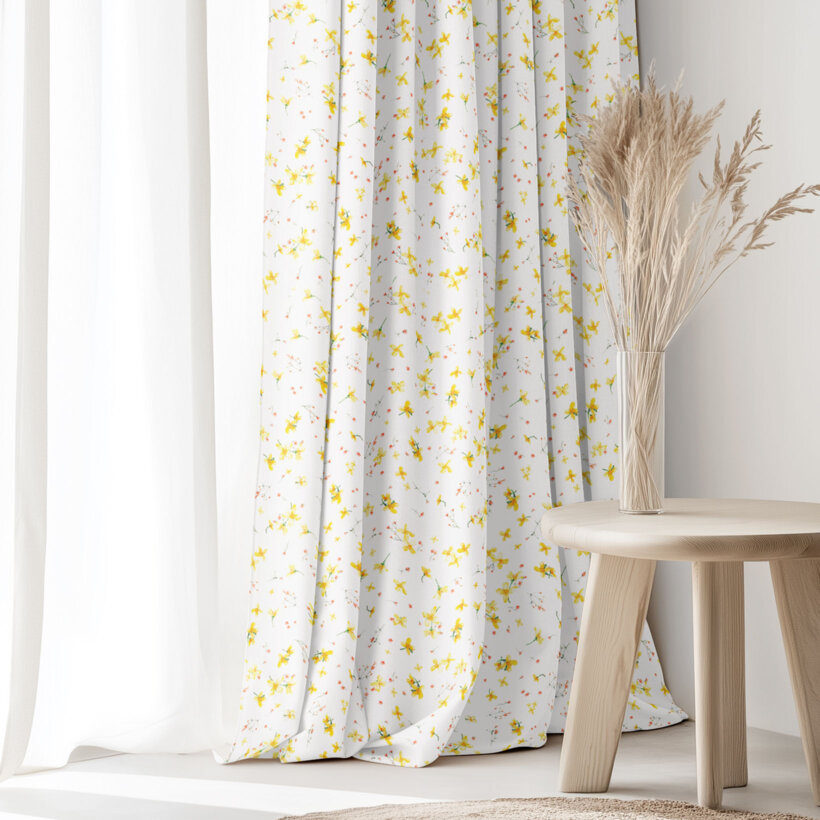 Decoratief gordijn Valencia - Bloemen van narcissen