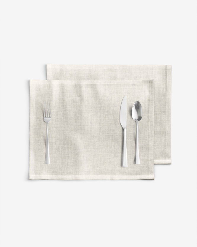 Placemat voor op tafel 100% katoen renforcé - naturel ongebleekt - set 2 stuks