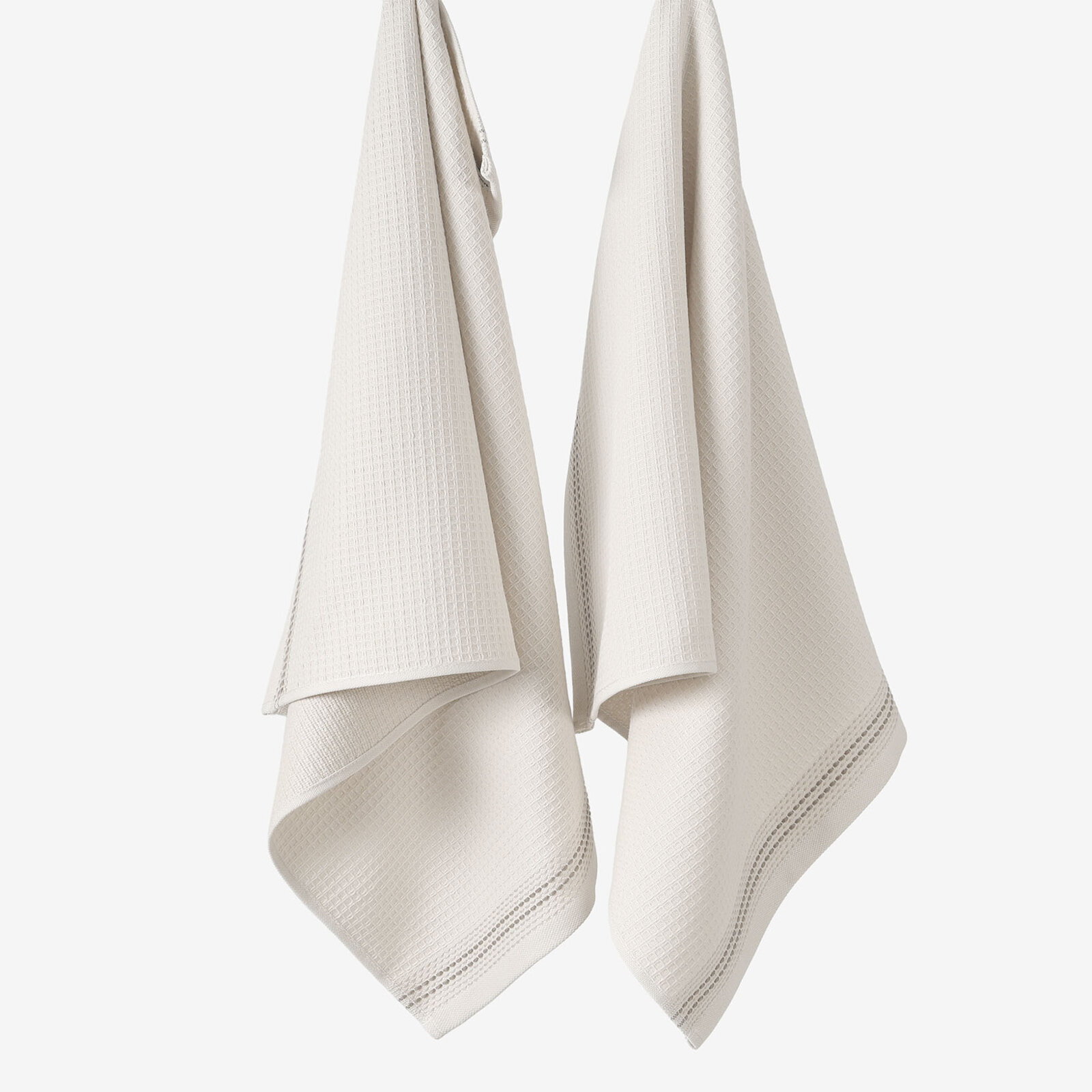 Keuken wafeldoek theedoek met border - beige
