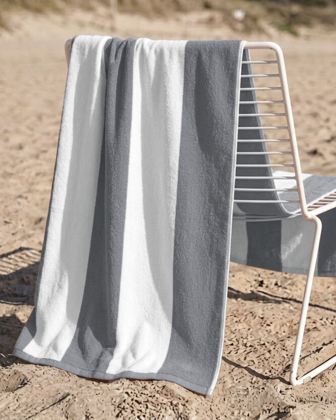 Strandbadhanddoek - Grijs met witte strepen