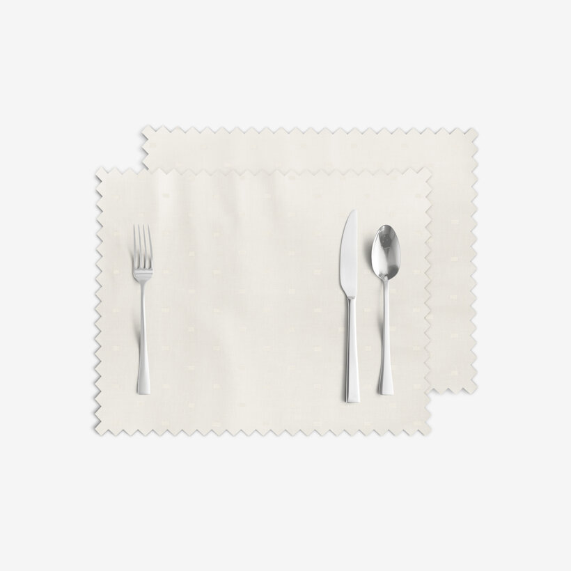 Feestelijke placemat voor op tafel teflon - crème met glanzende rechthoekjes - set 2 st.