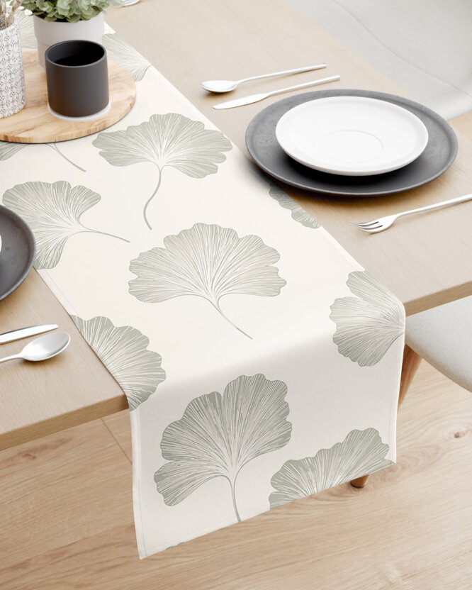 Tafelloper 100% katoen renforcé - Bladeren ginkgo