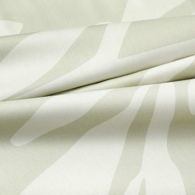 Beddengoed van katoensatijn - Abstracte bladeren op pastelgroen