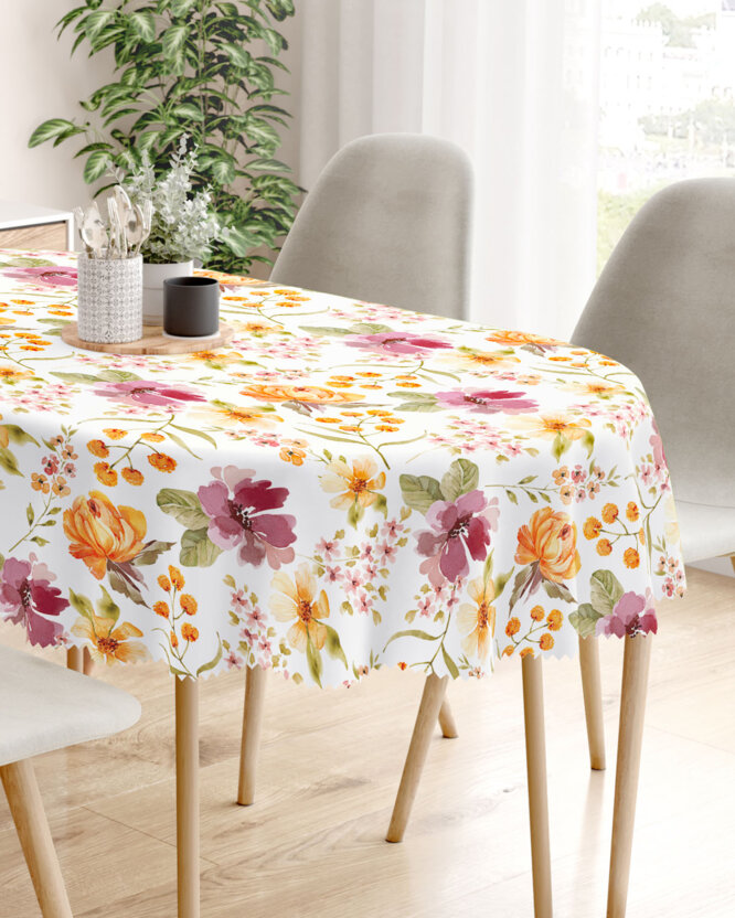 Ovaal teflon tafelkleed - Hibiscus bloemen
