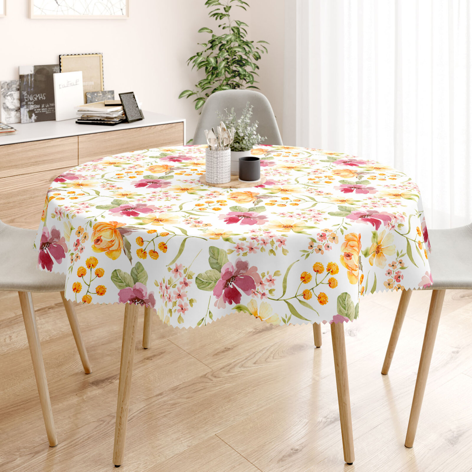 Rond teflon tafelkleed - Bloemen van hibiscus