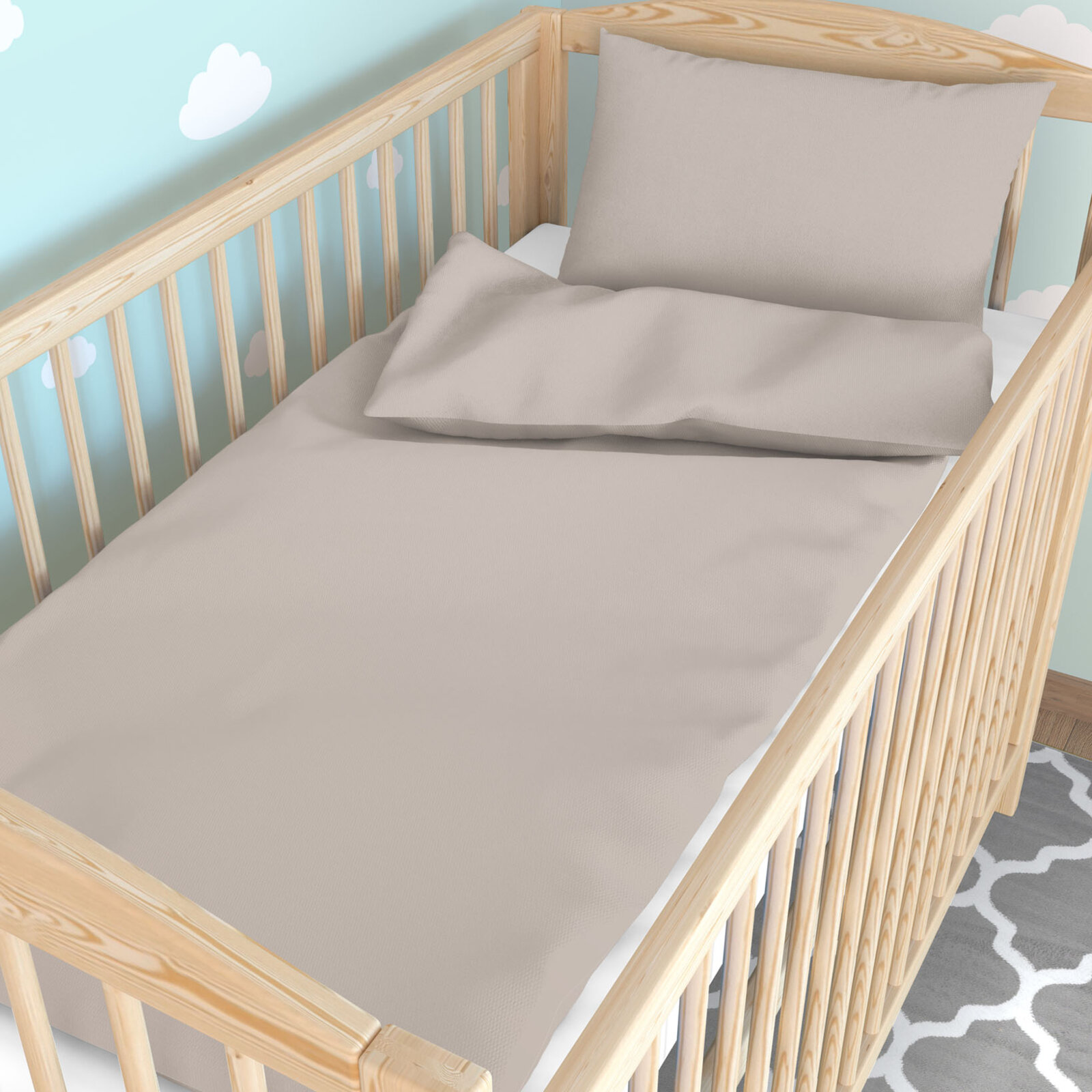 Katoenen baby beddengoed voor ledikant - grijsbruin
