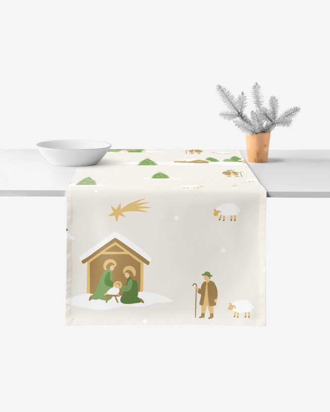 Kerst tafelloper 100% katoen renforcé - Kerstliederen (buitenland)