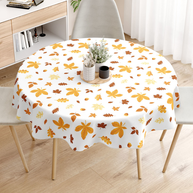 Rond tafelkleed 100% katoen renforcé - Herfstbladeren