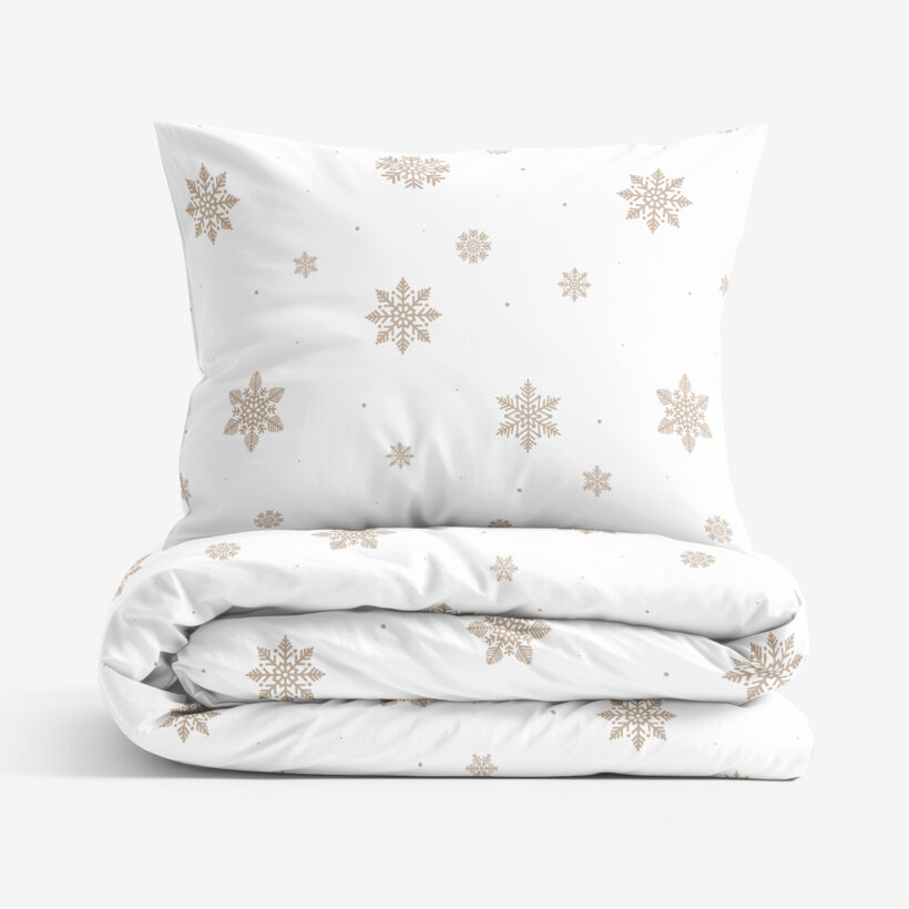 Katoenen beddengoed - Sneeuwvlokken op wit