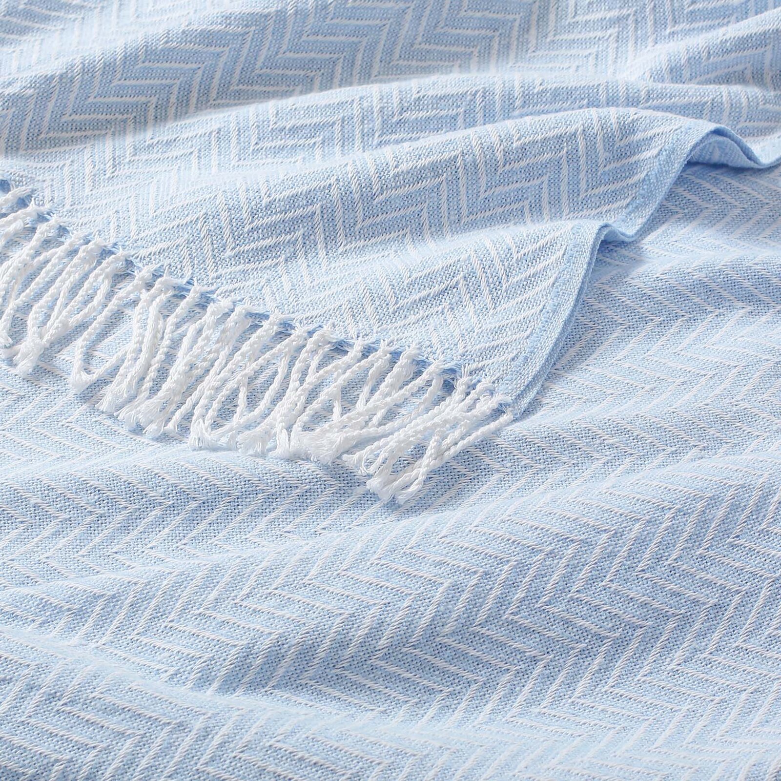 Katoenen deken Cikcak - pastel blauw