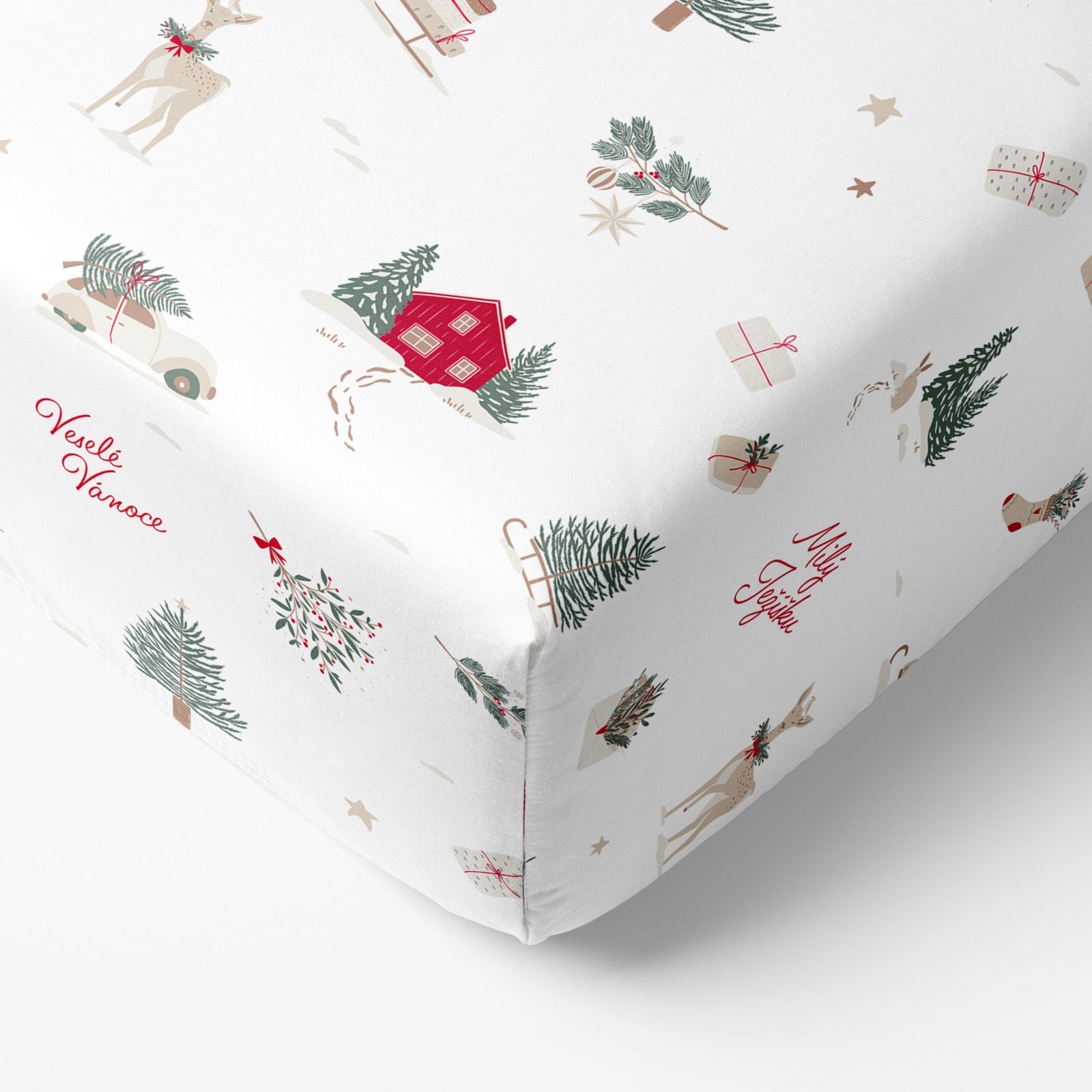 Kerst katoenen hoeslaken - Tsjechische Kerst