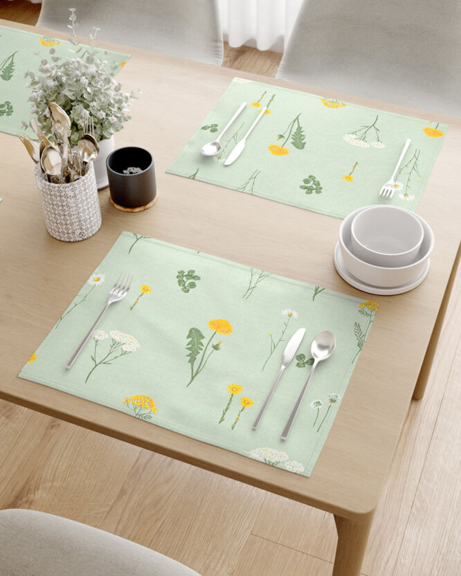 Placemat voor de tafel 100% katoen renforcé - Weide op groen ongebleekt - set 2st