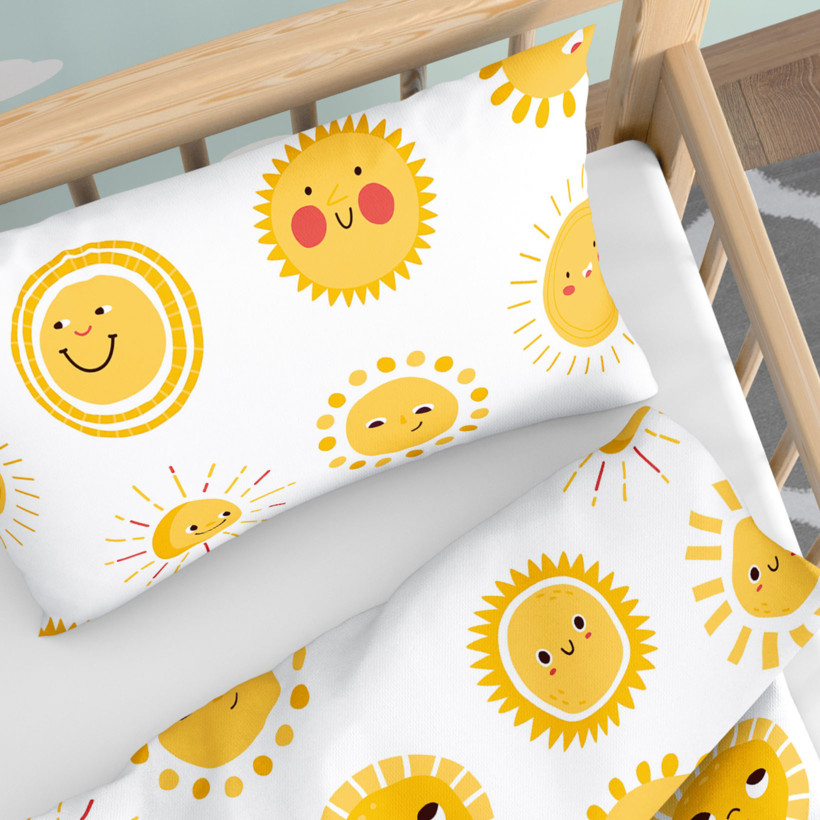 Katoenen beddengoed voor baby's voor het ledikant - Glimlachende zonnetjes