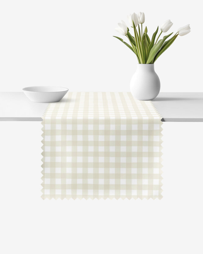 Tafelloper teflon - Beige ruitjes