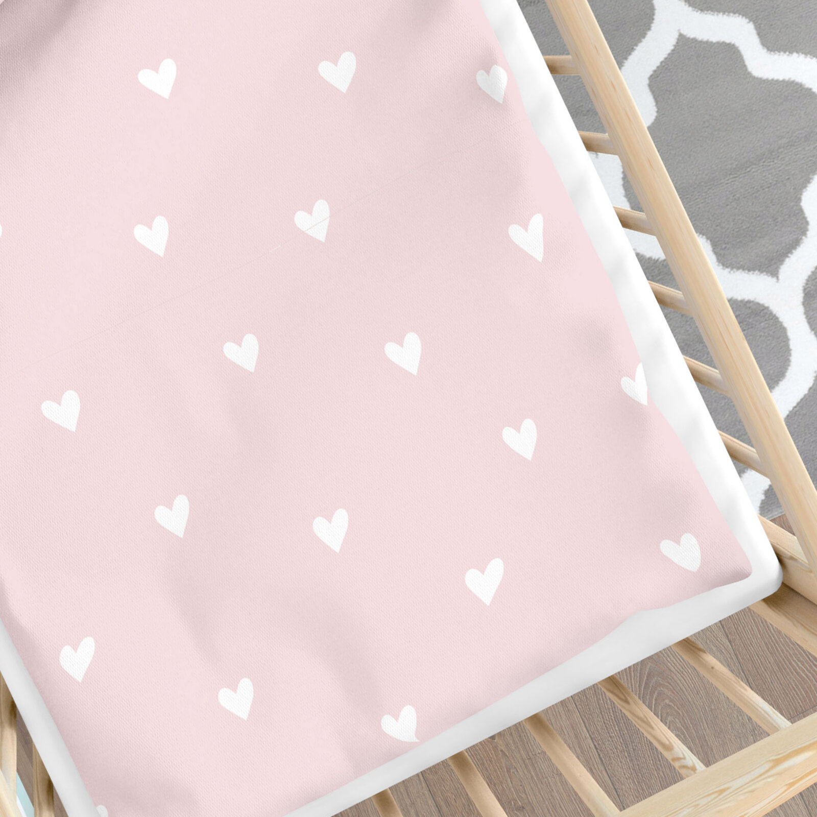 Katoenen beddengoed voor baby's - Hartjes op poederroze