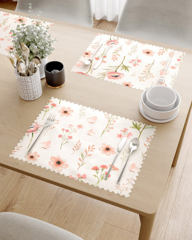 Tafelplacemat teflon - Roze bloemen - set van 2 stuks
