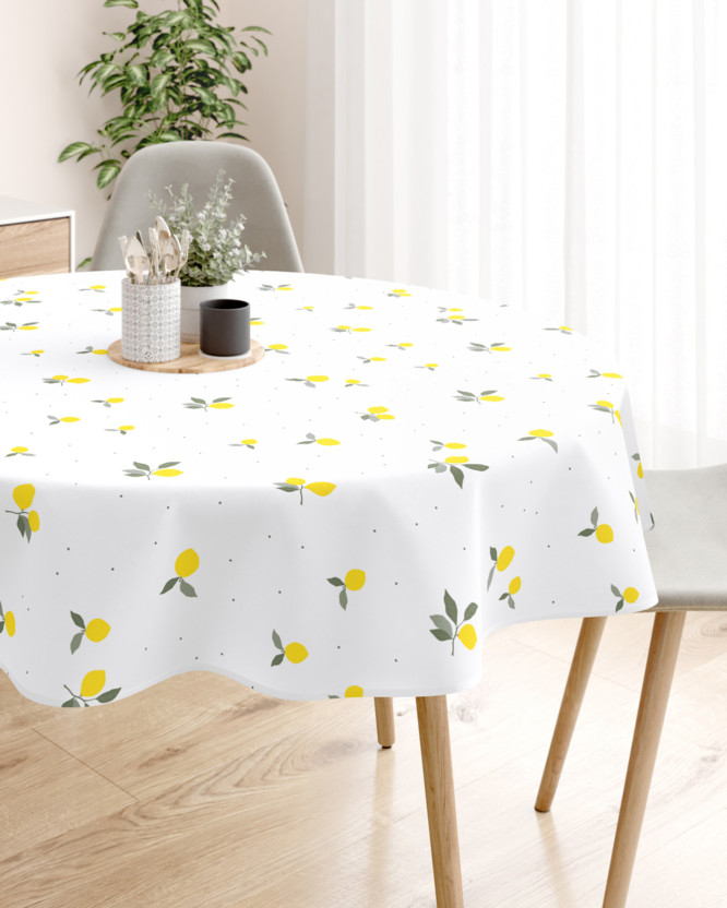 Rond tafelkleed 100% katoen renforcé - Citroenen