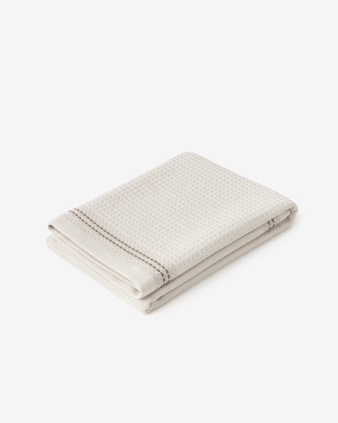 Keuken wafeldoek theedoek met border - beige