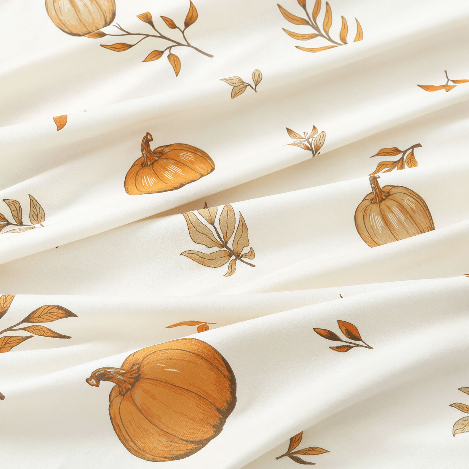 Flanellen stof - Herfst pompoenen en blaadjes